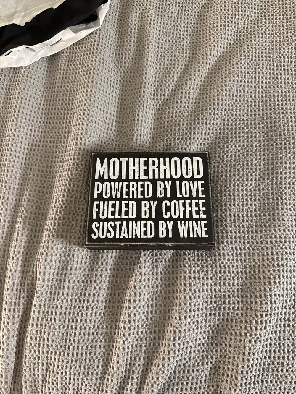 Motherhood Powered by Love Fueled by Coffee Sustained by Wine Wall Sign